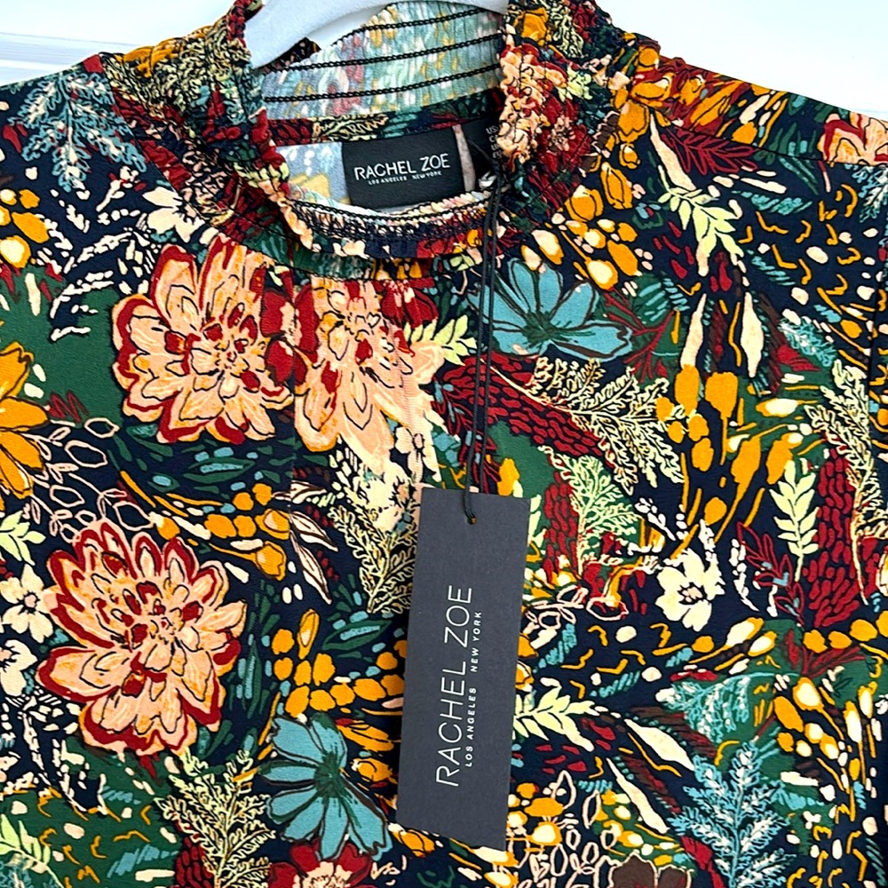 🆕 RACHEL ZOE Floral Mock Neck Top size L - Picture 8 of 10